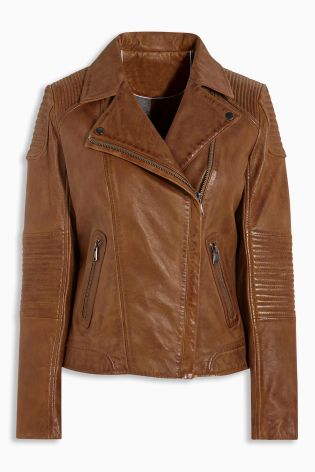 Tan Leather Biker Jacket